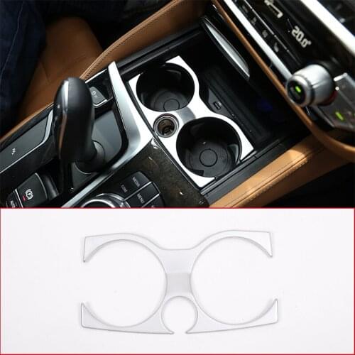 ABS Chrome Car Interior Water Cup Holder Frame Decoration Cover Sticker For BMW 5 Series G30 2018-2021 Auto Interior Accessories
