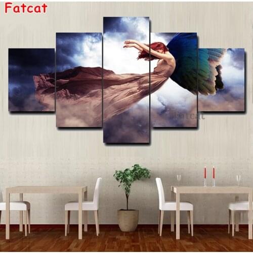 5 pcs 5d diy diamond painting angel full square round multi-picture full square round diamond embroidery home decor PP2170