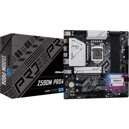 ASRock Z590M Pro4 For Intel LGA 1200 Socket SATA3 Ultra M.2 Interface USB 3.2 Gen2 Type-A Port (10 Gb/s) DDR4 4800MHz (OC)