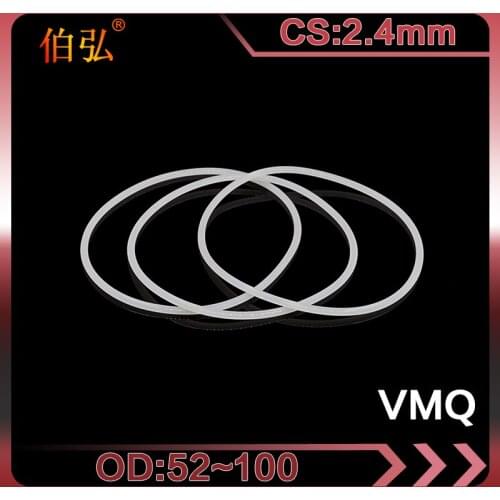 White Silicon O-Ring 1PC/lot Silicone/VMQ CS2.4mm OD52/55/56/58/60/65/70/75/80/90/100mm O Ring Seal Rubber Gasket Rings Washer