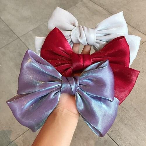 Glitter Large Bowknot Chiffon Hairpin Women Girls Cute Satin Ribbon Hairgrips Spring Hair Clip Barrettes Hair Accessories