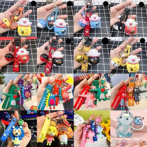 Fortune Cat/ Crocodile Keychain Original Cartoon Fox Key chains Childhood Lovely Hedgehog Car Keyring Pendant For Girl Bag Gifts