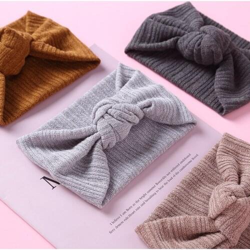 Baby Headband Woolen Knitted Girls Winter Ear Warmers Headwrap Wide For Children Tie Knot Turban Infant Hair Accessories