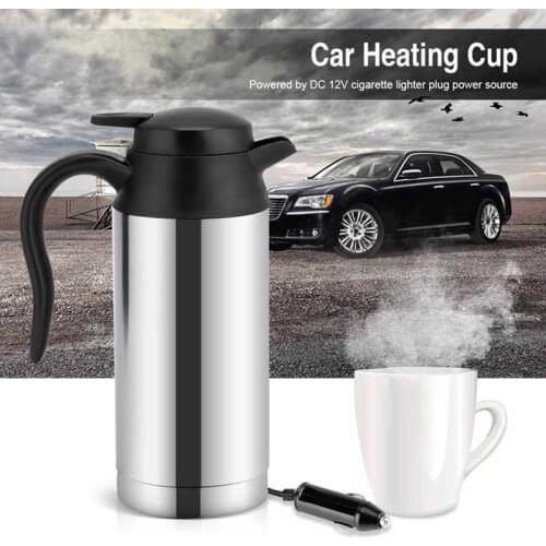 12V 750ml Stainless Steel Electric Car Kettle Heating Cup Coffee Mug Travel Water Bottle Insulated Cup