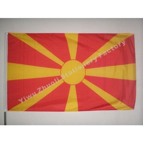 Macedonia Flag 150X90cm (3x5FT) 115g 100D Polyester Double Stitched High Quality Free Shipping