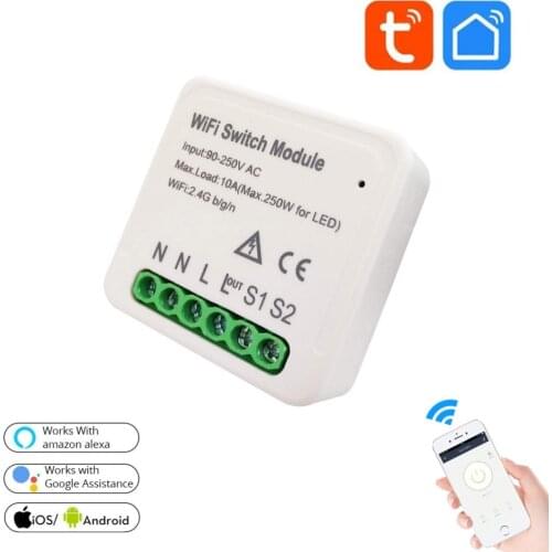 Mini Smart Wifi Switch 2 Way 10A DIY Light Breaker Module Timer Smart Life/Tuya APP Remote Control Works With Alexa Google Home