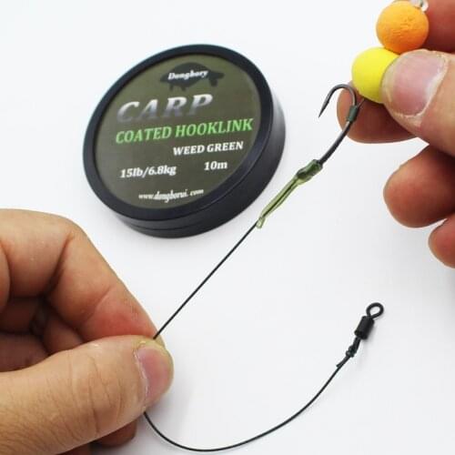 10M Carp Fishing Line Coated Hook Link Hook Leader Carp Rigs Wire Fishing Hooklink for Carp Chod Rigs 15/25/35 LB Fishing Tackle