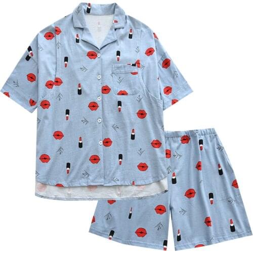 Summer Thin Knitted Cotton Confinement Clothes Pregnant Women Pajamas Maternity Breastfeeding 2 Piece Set Womenshorts Sets