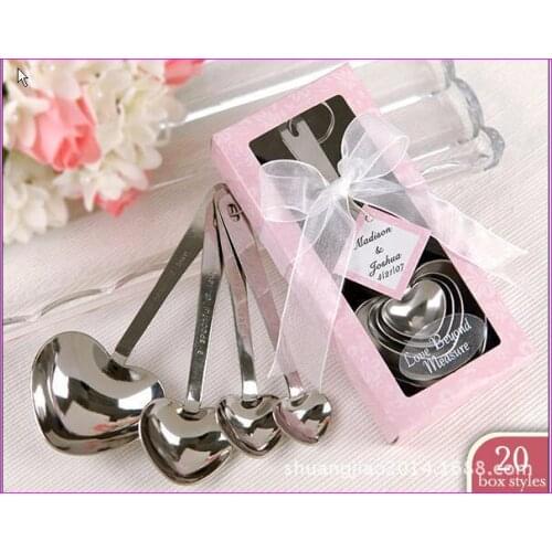 Love Beyond Measure Heart Measuring Spoons in Gift Box_Pink Wedding Favors+100sets/Lot+ DHL Free Shipping