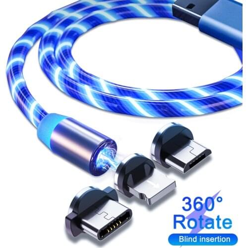Magnetic Cable USB Type C Cable Magnetic Cable LED Lighting fast Charging USB Micro Charger Cable Wire for iPhone Huawei Samsung