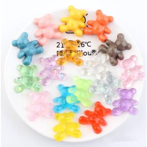 30pcs Cute Cartoon Resin Bears Ornament DIY Craft Supplies Kids Hair Accessories Artesanato Materials Phone Shell Patch Arts
