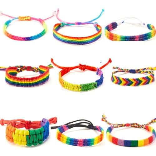 MInimalist Hand Braided LGBT Bracelet Charms Rainbow Braslet For Men Women Love is Love Gay Pride Armband Accessories