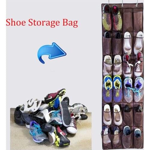 Wall Shelf Portable Shoe Storage Bag Non-woven 24-door Pocket Hanging Bag Hanging Storage Bag Dirt and Waterproof