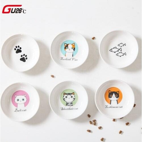 New Creative Cute Cat Small Saucer Shape Mini Plate Ceramics Cartoon Dish Novelty Snack Plate Kitty Disc