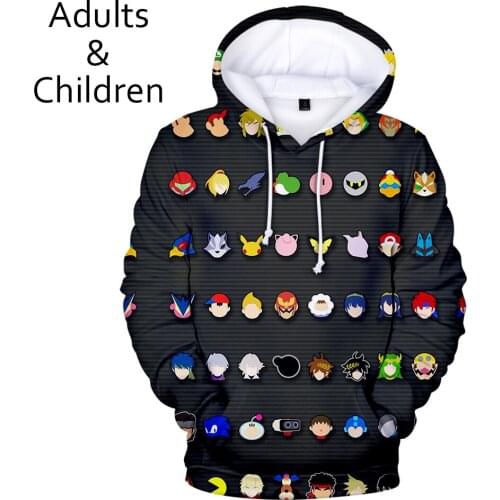 New Fashion 3D Super Smash Bros. Ultimate Hoodies Men Women Sweatshirts Kids Pullovers Autumn Casual 3D boys girls black Hooded