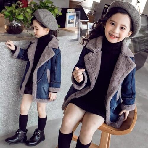 Winter Girls Woolen Coat Casual Jackets Outerwear Fashion Kids Fur Woolen Long Coat Children Clothing Girls Outerwear 4-13Years