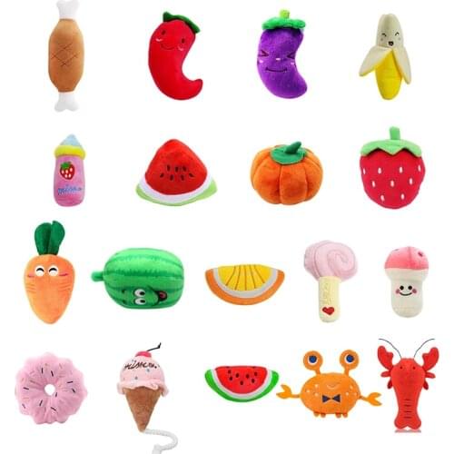 New Plush Fruit Shaped Squeaky Dogs Chew Toy Interactive Pet Molar Toy For To Relieve Stress Interactive Supply Home Pet Product