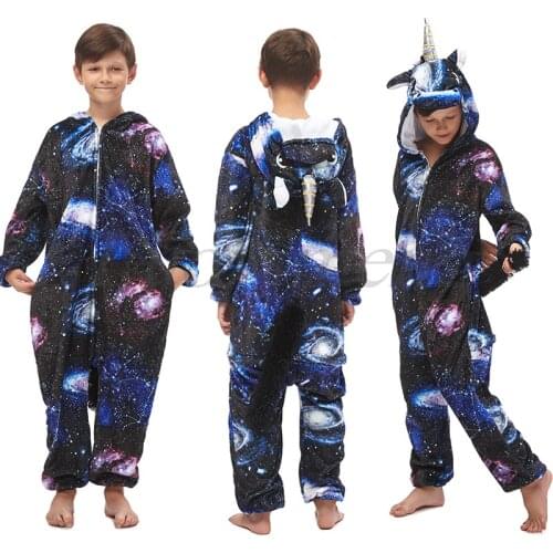 Winter Unicorn Kigurumi Kids Sleepwear Boys Girls Panda Pajamas Children Funny Animal Winter Onesies Teenage Baby Flannel Pyjama