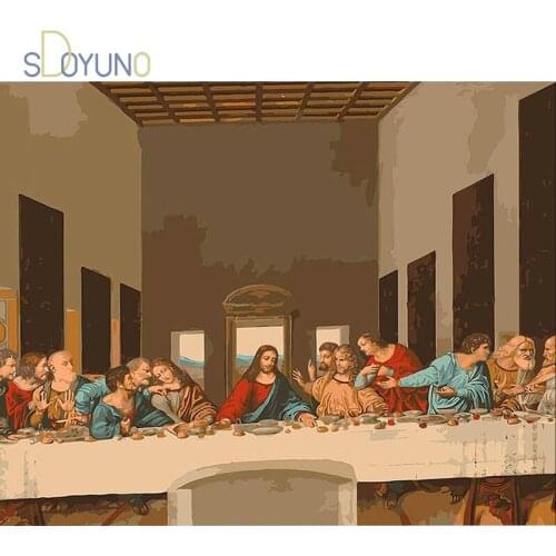 SDOYUNO 60x75cm Paint By Numbers For Adults Canvas Painting By Numbers The Last Supper Acrylic Paint Decor For Home