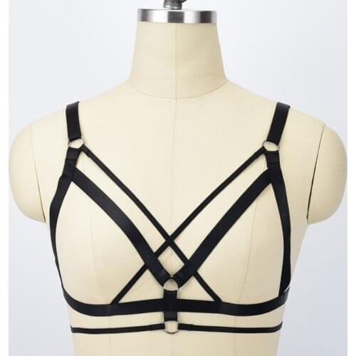 Sexy Lingerie Pastel Goth Rave Body Harness Cage Bra Pole Dance Fantasias Sexy Erotic Fetish Wear Bondage Body Cage Harness Bra