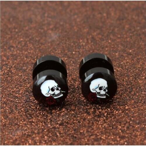 1 PC Fashion Skeleton Rose Flower Earrings Street Hip Hop Personality Cool Jewelry for Men Drop