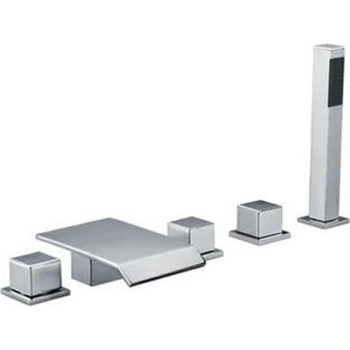 Five-piece full copper bathtub faucet waterfall faucet waterfall faucet hot and cold taps split