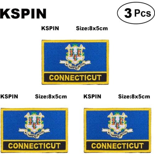 U.S.A Connecticut Rectangular Shape Flag patches embroidered flag patches national flag patches for clothing DIY Decoration