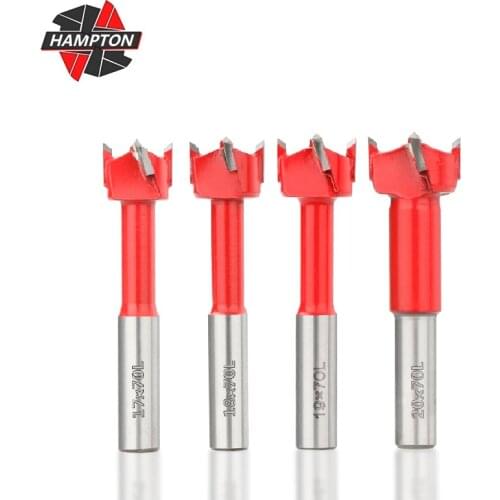 4 Flute Forstner Drill Bit Left Rotation 15-35mm Core Drill Bit Alloy Steel Woodworking Hole Saw Set Wood Drilling Tool