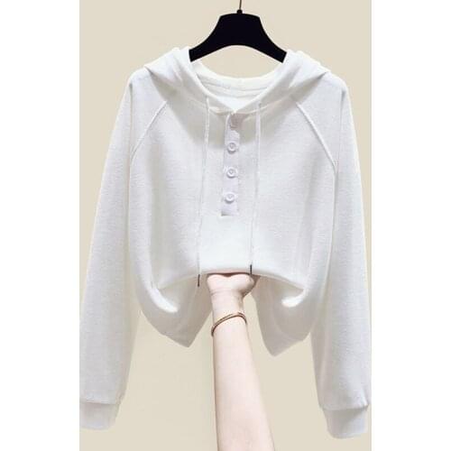 Sweatshirt 2021 Womens Casual Solid color Hoodie Long Sleeve Pullover Sweatshirt Fashion Loose Tops Female