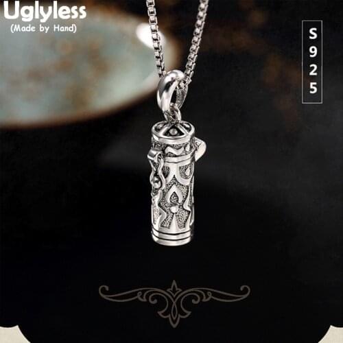 Uglyless Real 925 Sterling Silver Gaudencio Box Pendant without Chain Unisex Handmade Carved Fine Jewelry Open Bijoux Handmade