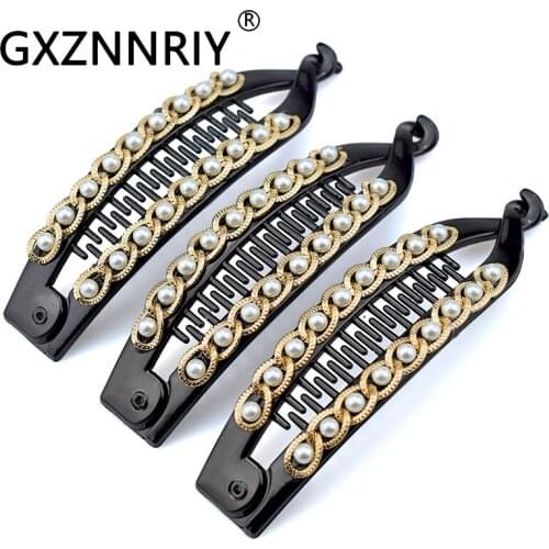 Pearl Barrettes Black 12cm Hair Clips for Women Hair Accessories Girls Hairpin Long Hairclip 2021 New Fashion Lady Headwear Gift