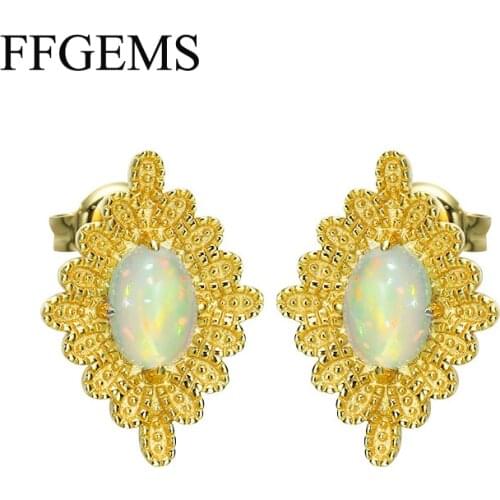 FFG Natural Opal Little fresh style good Earrings 925 Sterling Silver Fine Jewelry Women girl Wedding birthday gift free express