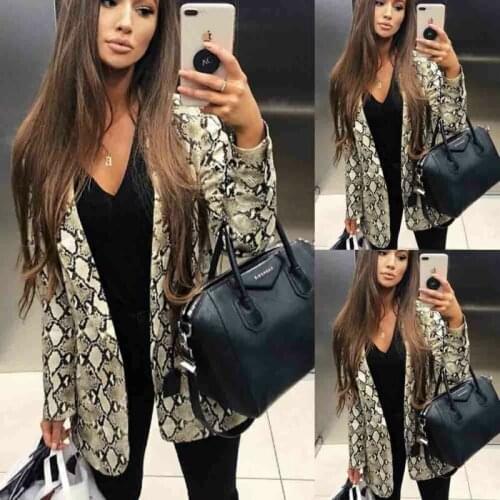 Blazer Women Jacket Spring Autumn Snake Skin Printed Long Sleeve Slim Casual Business Blazer Elegant Ladies Suit Coat Outwear