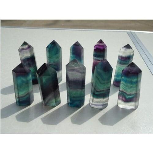 10 Small Nice Natural Green Blue Purple Fluorite Crystal Terminate Point Healing from China Wholesales