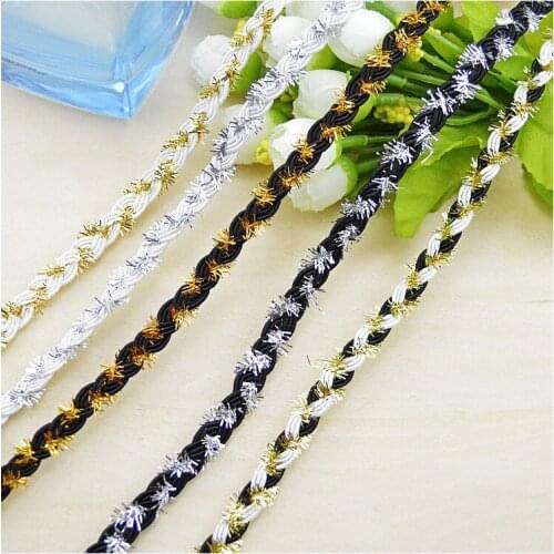 30 Meters/lot Cheap High Quality Braid Lace Trim With Gold Thread Crocheted Ribbon Lace For Costume DIY Home Decoration 1cm Lace