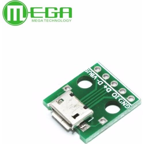 10pcs MICRO USB to DIP Adapter 5pin female connector B type pcb converter pinboard 2.54mm