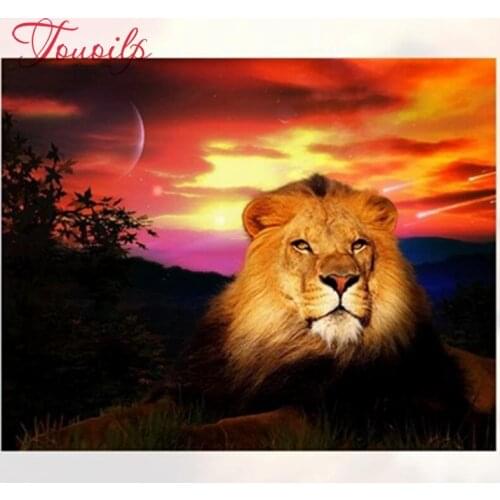 TOUOILP Full Square/Round Drill 5D DIY Diamond Painting Scenery lion 3D Embroidery Cross Stitch Mosaic Rhinestone Home Decor
