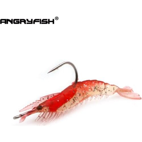 ANGRYFISH New 6Pcs/Lot 60mm Soft Fishing Lures Fishing Shrimp for Fishing Worm Swim Baits Fishing Bait Soft Lure S008