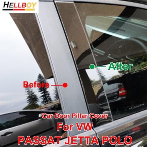 Car Styling For VW POLO 2019 2020 Jetta MK7 Volkswagen Passat B7 2011-2017 Car Door Window B Pillar Cover Trims Column Sticker