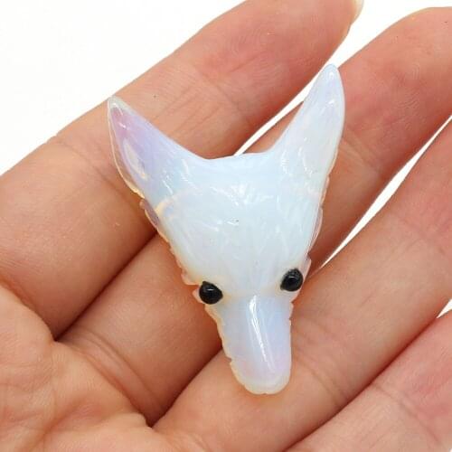 Natural Stone Agat Crystal Beads Wolf Head Tiger Eye Opal Charm Beads for Jewelry Making DIY Supplies Pendant Necklace Bracelet