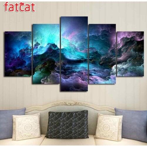 FATCAT Color clouds abstract landscape 5 piece Diy Diamond Painting full Square Round Drill Diamond Embroidery kits decor AE2438