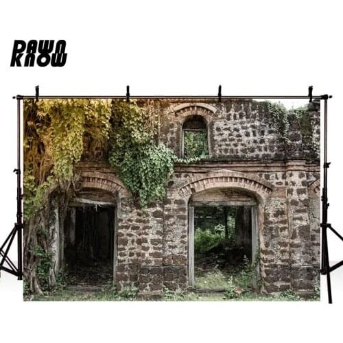 DAWNKNOW Damaged Wall Photography Background Retro Door Boston ivy Photographic Backdrops Wedding Children Photocall lv818