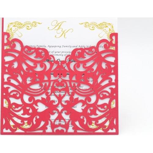 Ideal product luxury red kerala wedding invite laser cutting