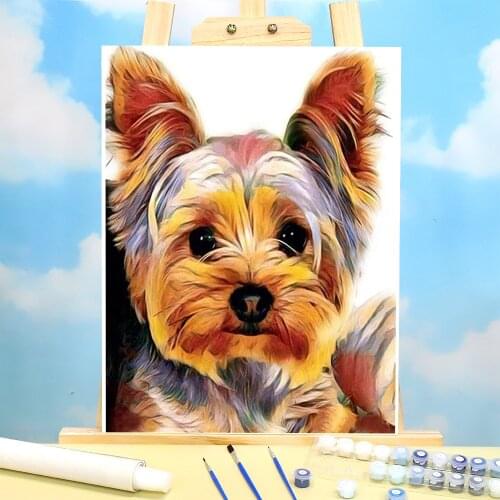 Animal Yorkshire Terrier Paint By Numbers Complete Kit Oil Paints 40*50 Canvas Painting Home Decor For Children For Wholesale