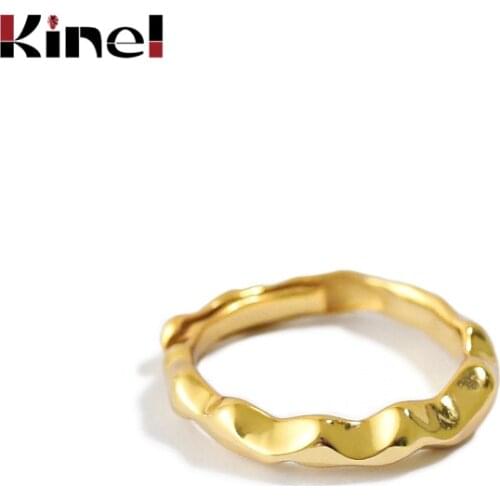 Kinel 2020 New 100% Sterling Silver 925 Plating 18K Real Gold Rings for Women Fine Jewelry Stackable Silver Ring Free Delivery