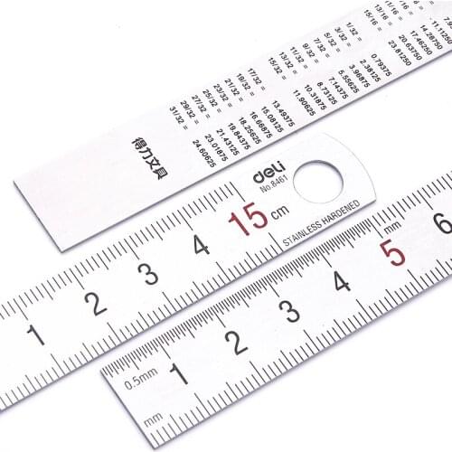 Deli 8461 ruler scale 15cm long no belt stainless steel ruler measuring instrument metal straight ruler