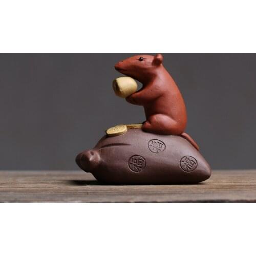LUWU purple clay tea pets mouse zisha tea play crafts kung fu tea accessories