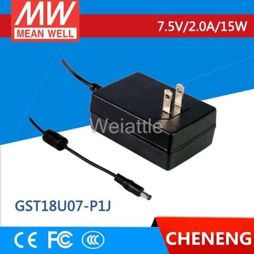 MEAN WELL original GST18U07-P1J 7.5V 2A meanwell GST18U 7.5V 15W AC-DC High Reliability Industrial Adaptor