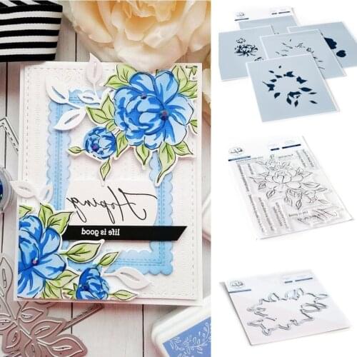 Flower Box Letter Metal Cutting Dies and Silicone Stamps Stencil DIY Scrapbooking Paper Handmade Album Stamp Die Sheets Greeting