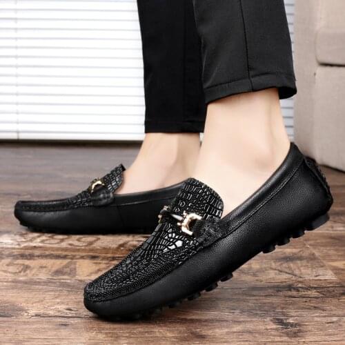 2021 Spring and Autumn Mens Peas Shoes Business Fashion Driving All-match Shoes Genuine Leather Men LoafersMen Casual Shoes